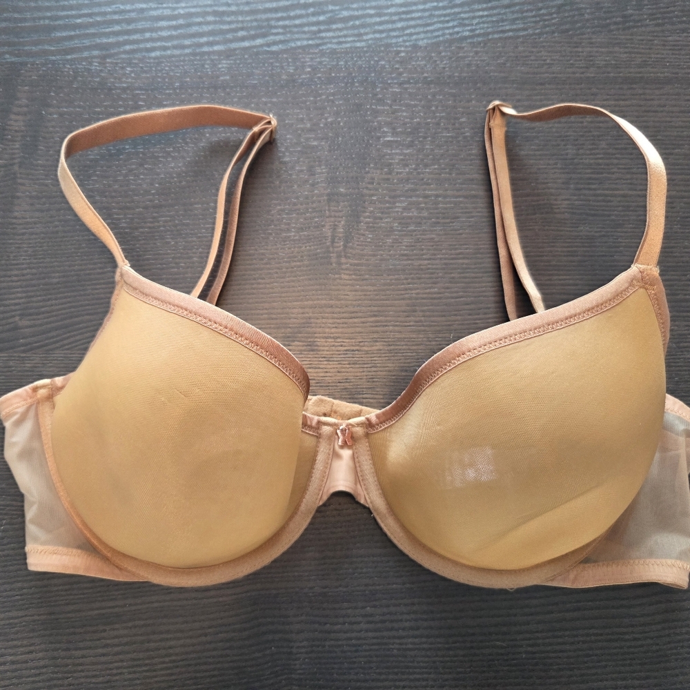Savage X Fenty~Unlined Sheer Mesh Underwire Bra~Warm Nude~36D~Rose Gold